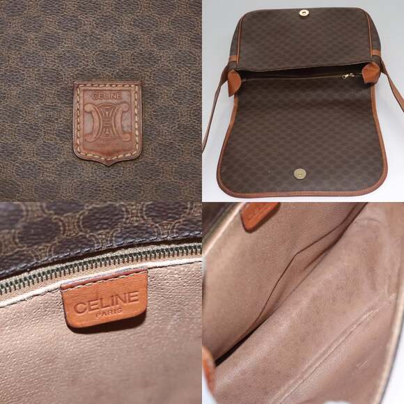 CELINE Macadam Canvas Shoulder Bag Pvc Leather Brown - Picture 11 of 13